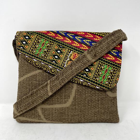 Small Burlap Colorful Purse Shoulder Bag African - Picture 1 of 7